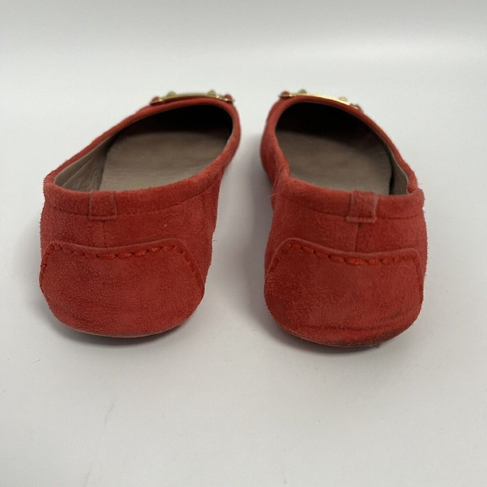 Tahari Red Suede Gold Buckle Loafer Flat Shoes Women's Size 7.5-8 38 - Picture 5 of 12